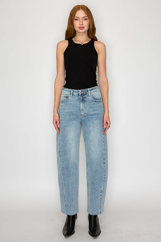 harlow high waisted Harlow High Waisted Barrel Jeans Blue by Artemis 3 (25) (bottom) - shop at us.meeeshop