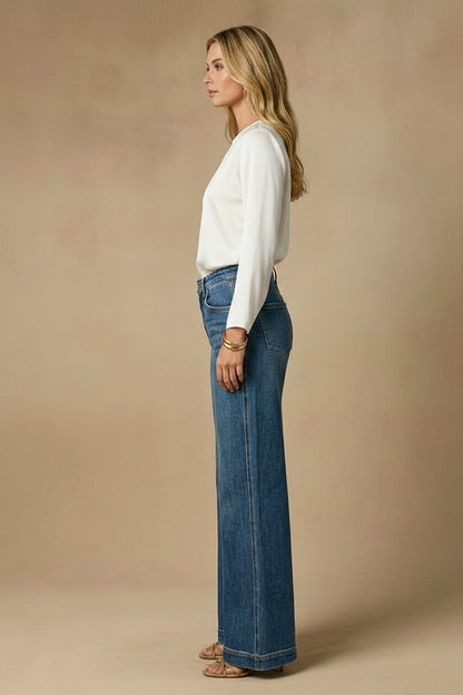 Relaxed High Rise Palazzo Jeans