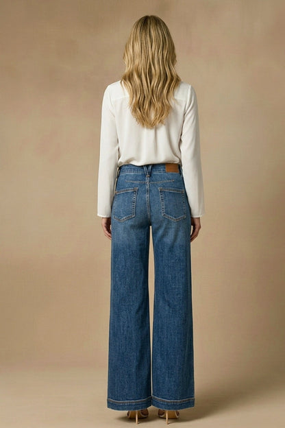 Relaxed High Rise Palazzo Jeans