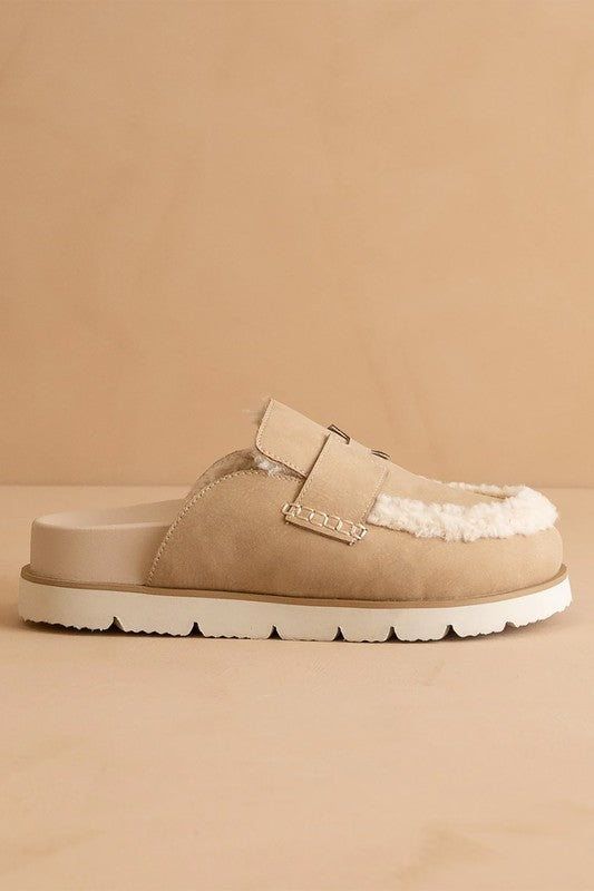 Avalon-Suede Shearling Loafer Mule us.meeeshop - 