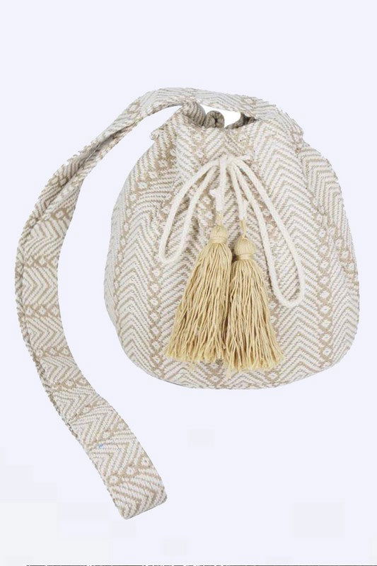 Aztec Jaquard Boho Swing Bucket Bag us.meeeshop - 