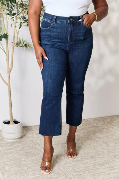 BAYEAS Full Size Raw Hem Straight Jeans | us.meeeshop