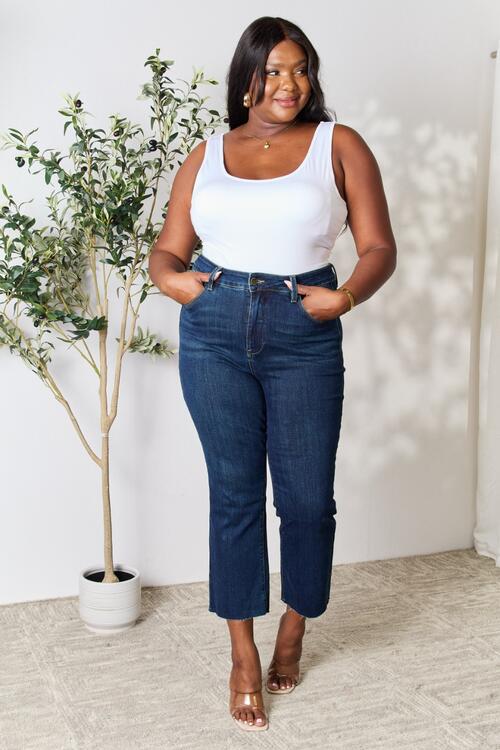 BAYEAS Full Size Raw Hem Straight Jeans | us.meeeshop