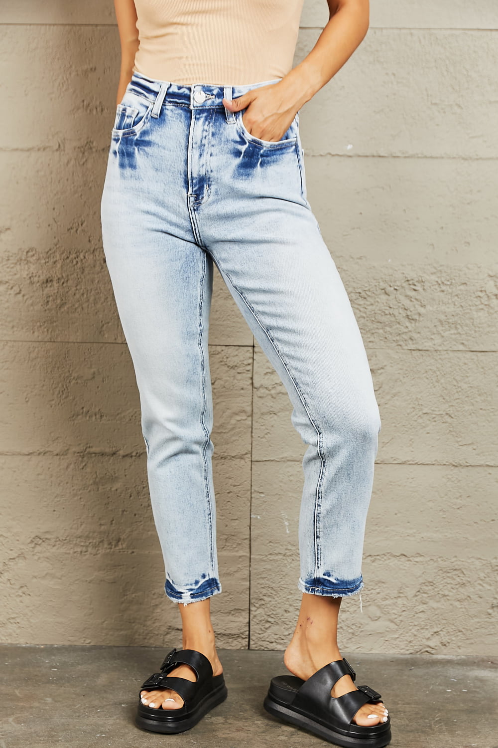 BAYEAS High Waisted Accent Skinny Jeans | us.meeeshop