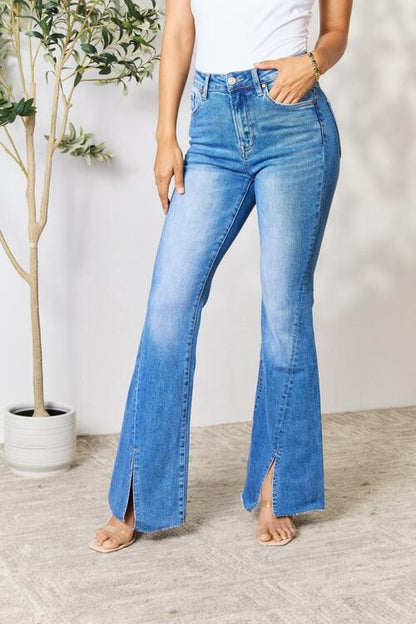 BAYEAS Slit Flare Jeans | us.meeeshop