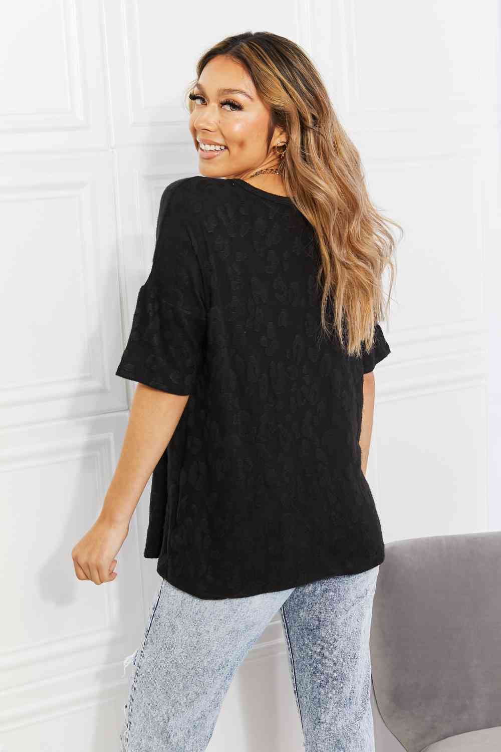 BOMBOM At The Fair Animal Textured Top in Black | us.meeeshop