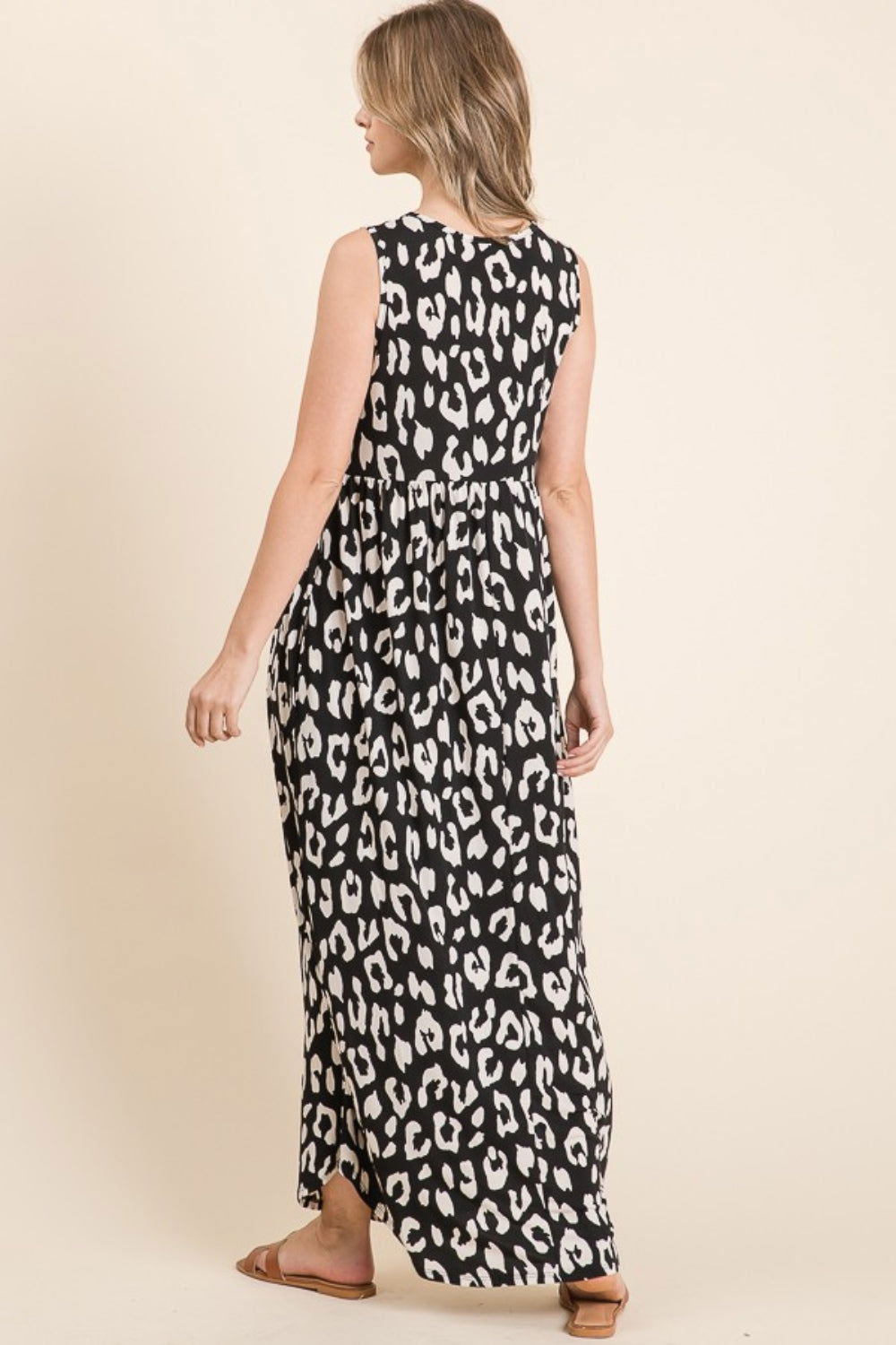 BOMBOM Leopard Maxi Dress with Pockets us.meeeshop - 