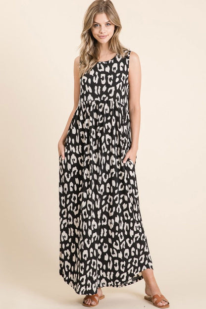 BOMBOM Leopard Maxi Dress with Pockets us.meeeshop - Dresses