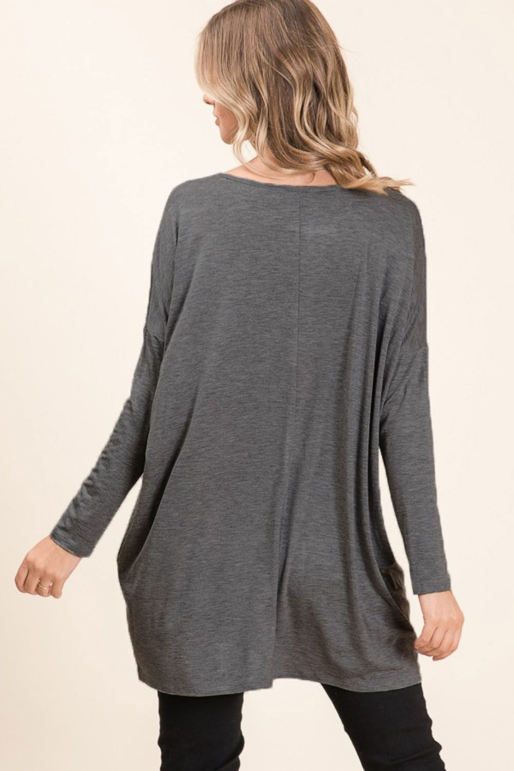 BOMBOM Round Neck Long Sleeve Oversized Top us.meeeshop - 