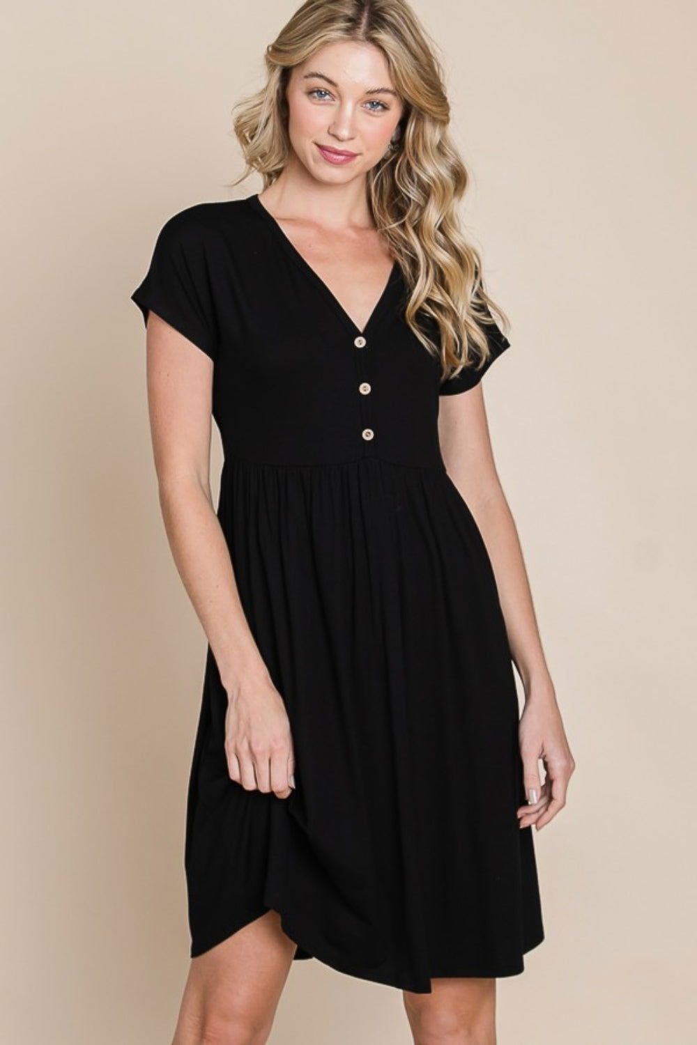 BOMBOM V-Neck Short Sleeve Dress us.meeeshop - 