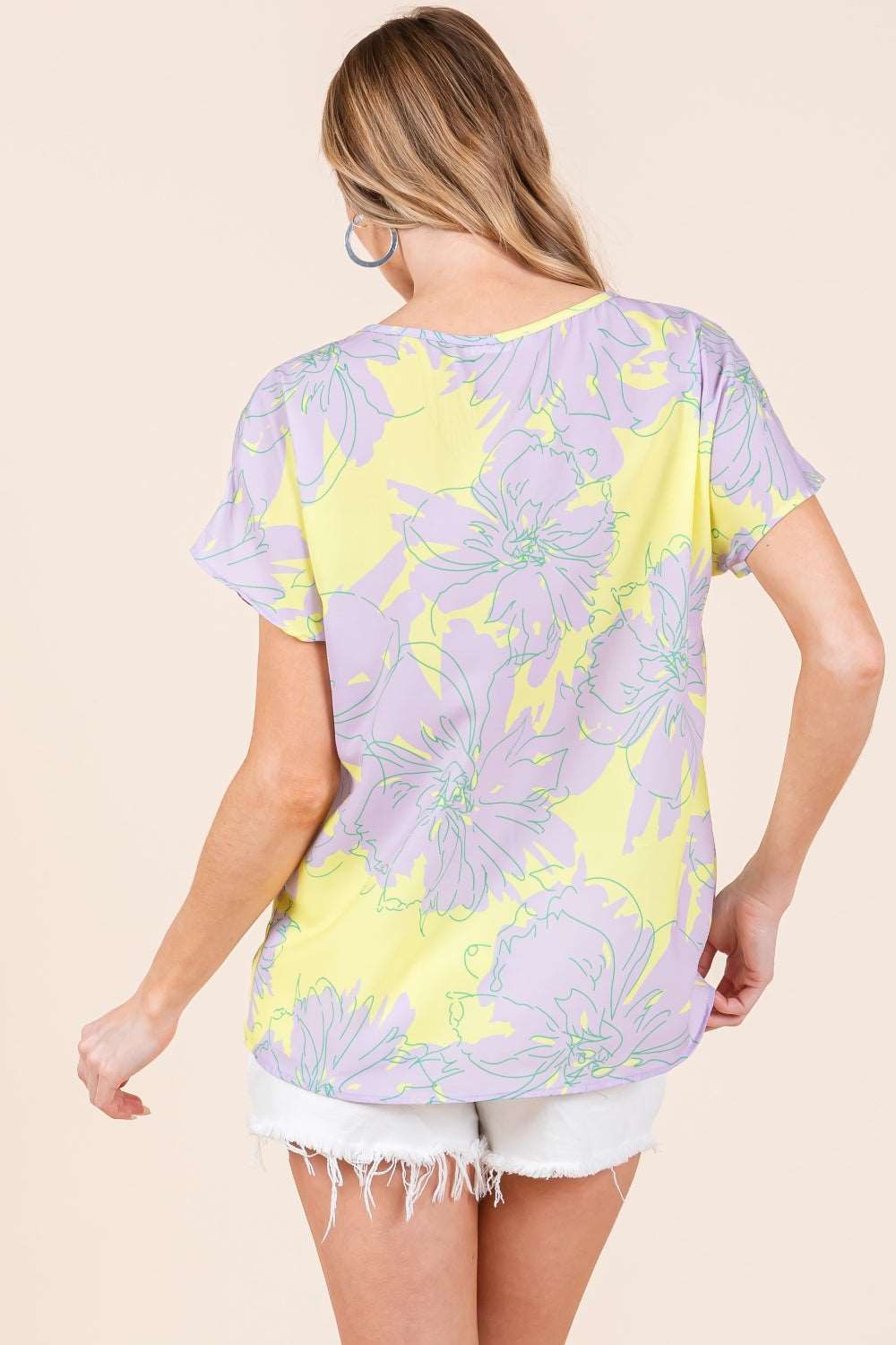 BOMBOM Floral Short Sleeve T-Shirt | us.meeeshop