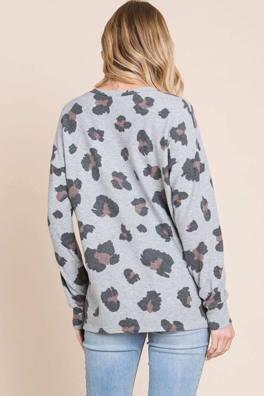 BOMBOM Leopard Drop Shoulder T-Shirt - us.meeeshop