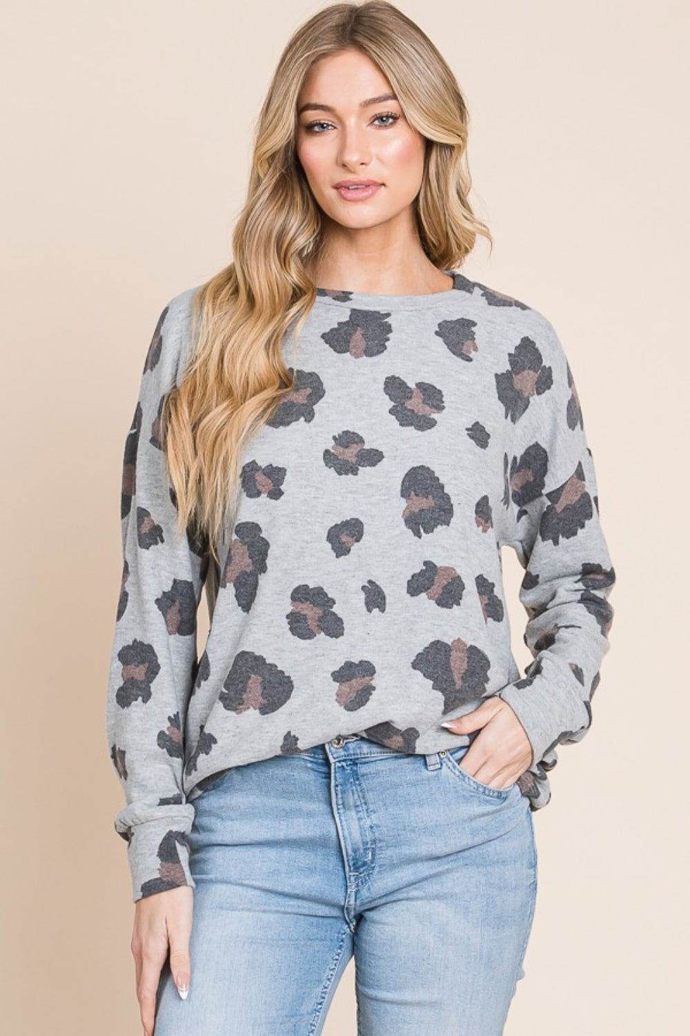 BOMBOM Leopard Drop Shoulder T-Shirt - us.meeeshop