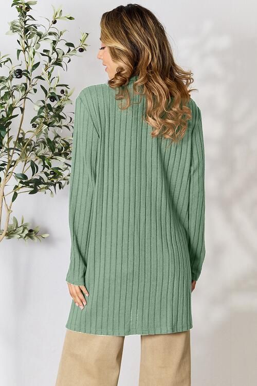 Basic Bae Full Size Ribbed Open Front Cardigan with Pockets us.meeeshop - 