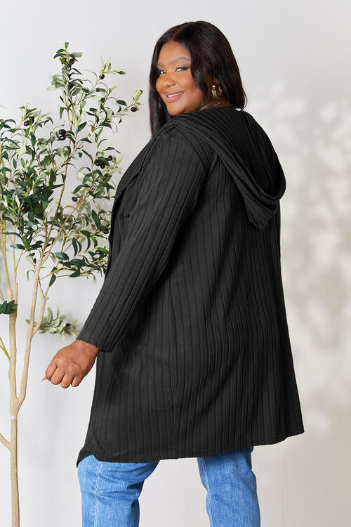 Basic Bae Full Size Ribbed Open Front Long Sleeve Cardigan | us.meeeshop