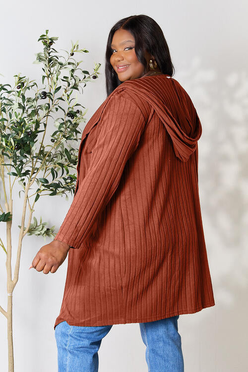Basic Bae Full Size Ribbed Open Front Long Sleeve Cardigan | us.meeeshop
