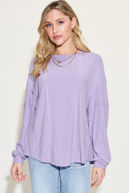 Basic Bae Full Size Ribbed Round Neck Long Sleeve T-Shirt us.meeeshop - 