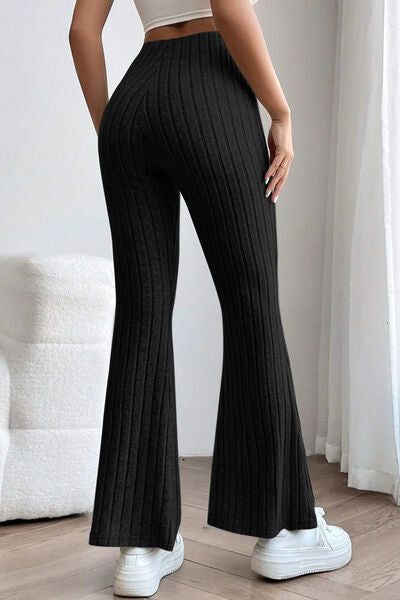 Basic Bae Ribbed High Waist Flare Pants us.meeeshop - 