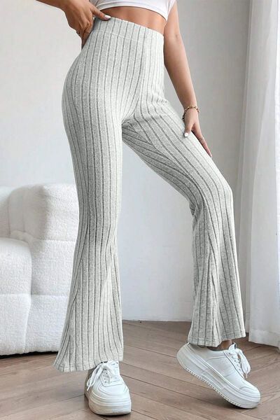 Basic Bae Ribbed High Waist Flare Pants us.meeeshop - 