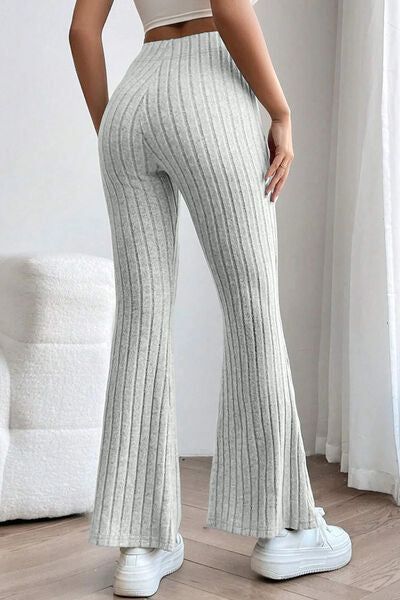 Basic Bae Ribbed High Waist Flare Pants us.meeeshop - 