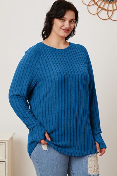 Basic Bae Ribbed Thumbhole Sleeve T-Shirt us.meeeshop - 