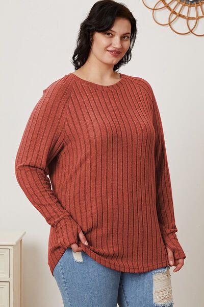 Basic Bae Ribbed Thumbhole Sleeve T-Shirt us.meeeshop - 