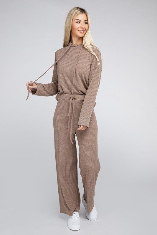 Beige Textured Top and Pants Set us.meeeshop - 