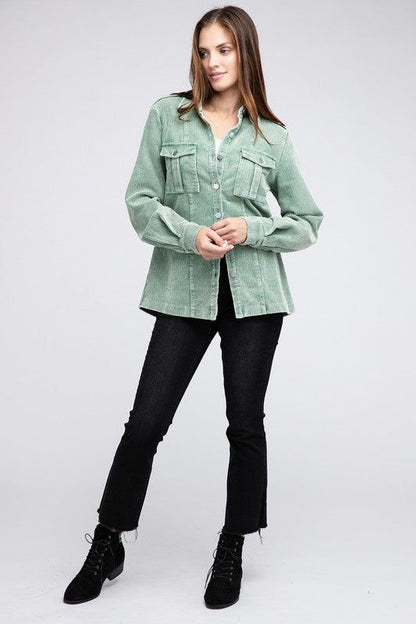 BiBi Corduroy Buttoned Down Jacket us.meeeshop - 