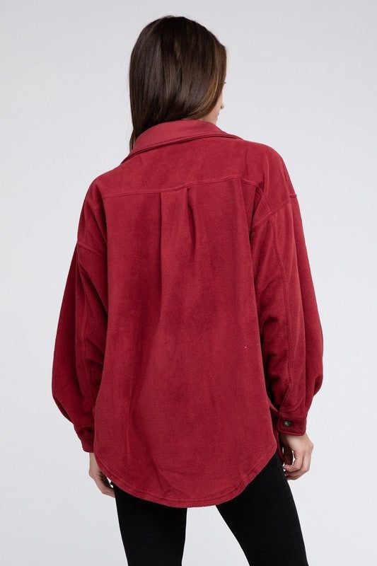 BiBi Fleece Buttoned Down Oversized Jacket us.meeeshop - 