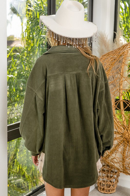 BiBi Fleece Buttoned Down Oversized Jacket | us.meeeshop