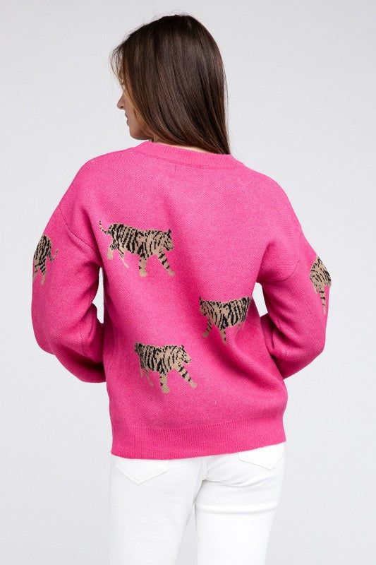 BiBi Tiger Pattern Sweater us.meeeshop - 