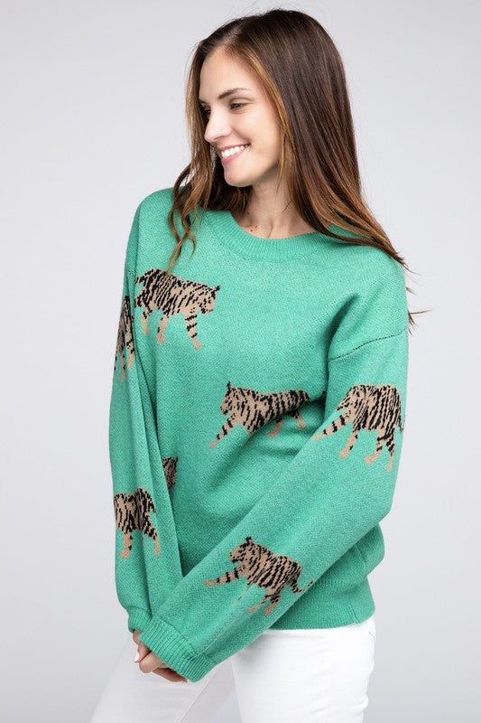 BiBi Tiger Pattern Sweater us.meeeshop - 