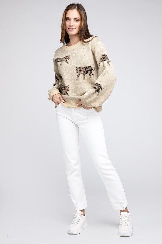 BiBi Tiger Pattern Sweater us.meeeshop - 