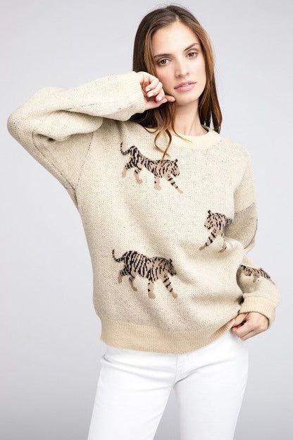 BiBi Tiger Pattern Sweater us.meeeshop - 