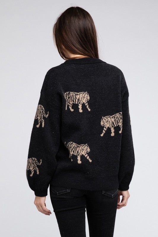 BiBi Tiger Pattern Sweater us.meeeshop - 