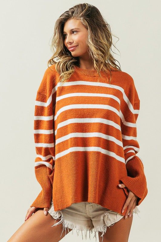 Women's BiBi Ribbed Hem Stripe Sweater - us.meeeshop