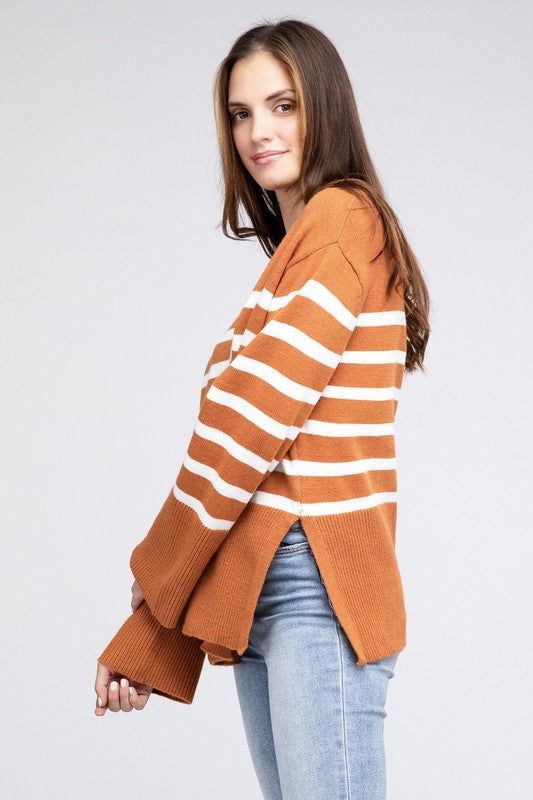 Women's BiBi Ribbed Hem Stripe Sweater - us.meeeshop