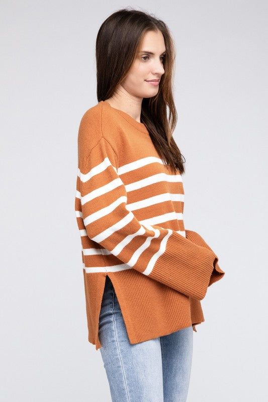 Women's BiBi Ribbed Hem Stripe Sweater - us.meeeshop