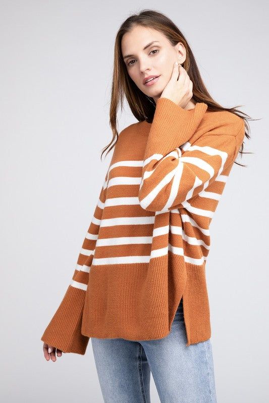 Women's BiBi Ribbed Hem Stripe Sweater - us.meeeshop