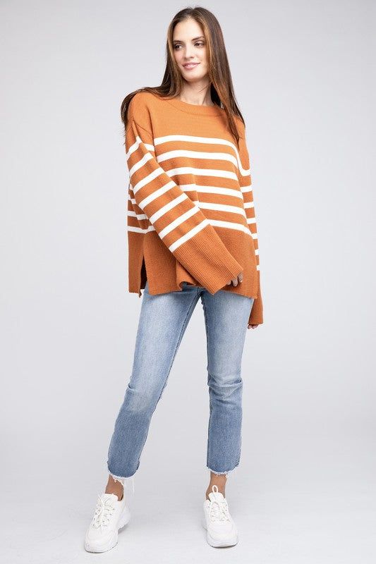 Women's BiBi Ribbed Hem Stripe Sweater - us.meeeshop