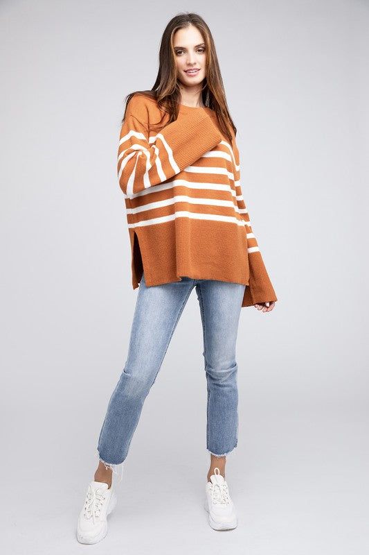 Women's BiBi Ribbed Hem Stripe Sweater - us.meeeshop