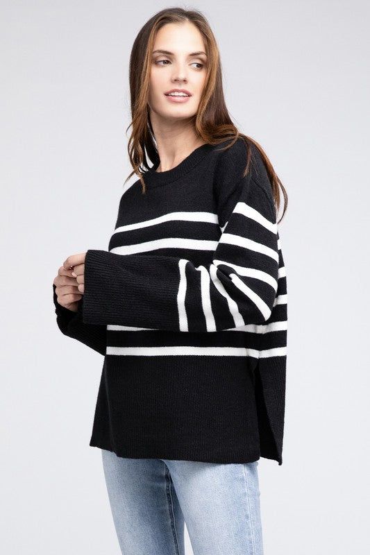 Women's BiBi Ribbed Hem Stripe Sweater - us.meeeshop