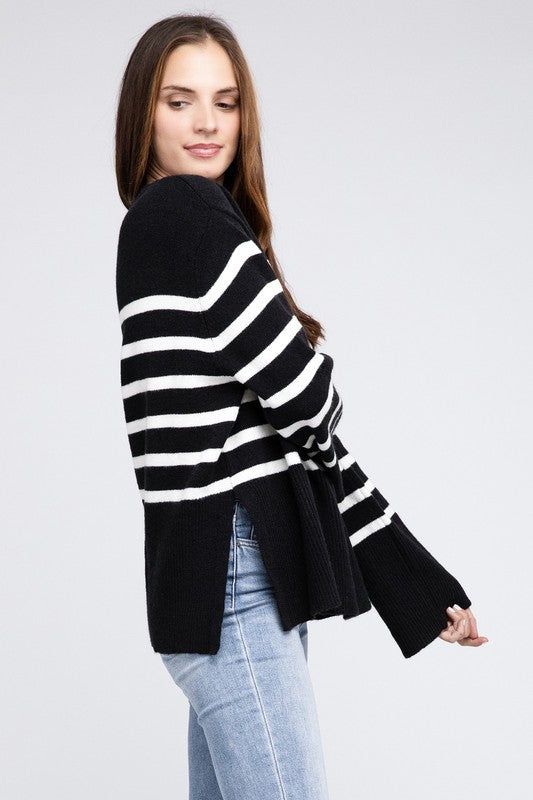 Women's BiBi Ribbed Hem Stripe Sweater - us.meeeshop