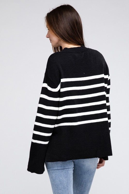 Women's BiBi Ribbed Hem Stripe Sweater - us.meeeshop