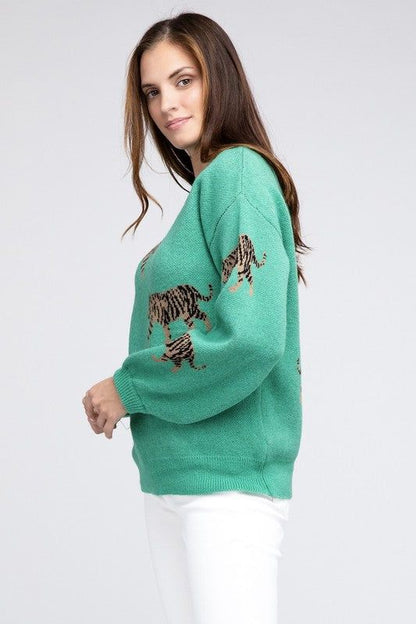 BiBi Tiger Pattern Sweater - us.meeeshop