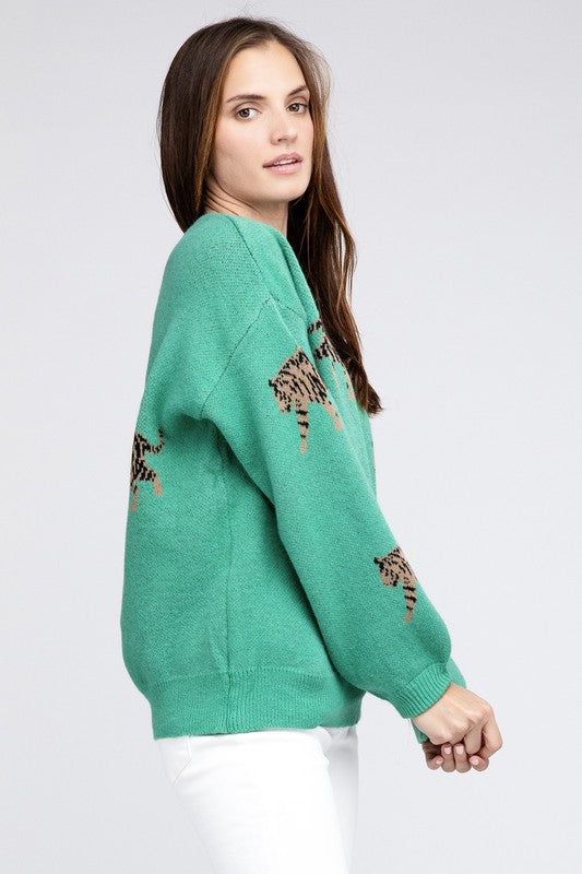 BiBi Tiger Pattern Sweater - us.meeeshop