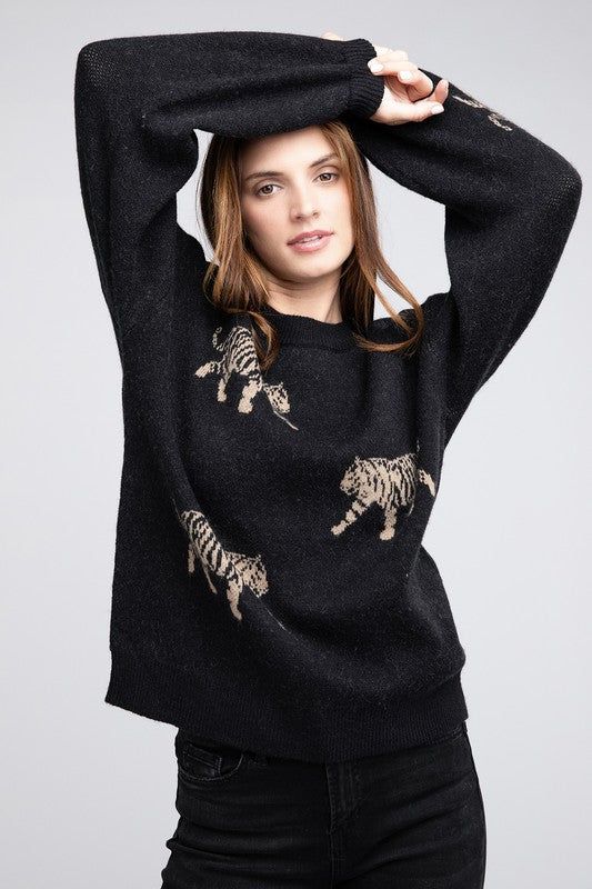 BiBi Tiger Pattern Sweater - us.meeeshop