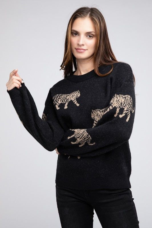 BiBi Tiger Pattern Sweater - us.meeeshop