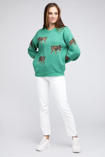 BiBi Tiger Pattern Sweater - us.meeeshop