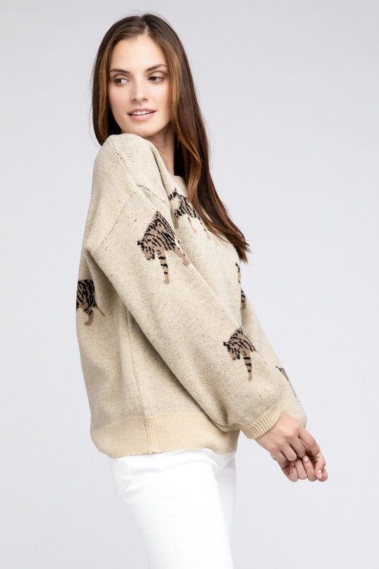 BiBi Tiger Pattern Sweater - us.meeeshop